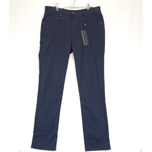 Nifty Genius Chino Pants Men 33 Navy Blue Stretch Cotton Twill 5-Pocket Slim Fit